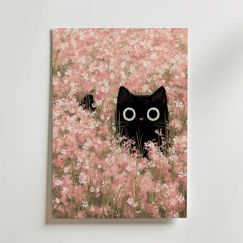 Hidden Blossom Cat Poster Pengarna tillbaka