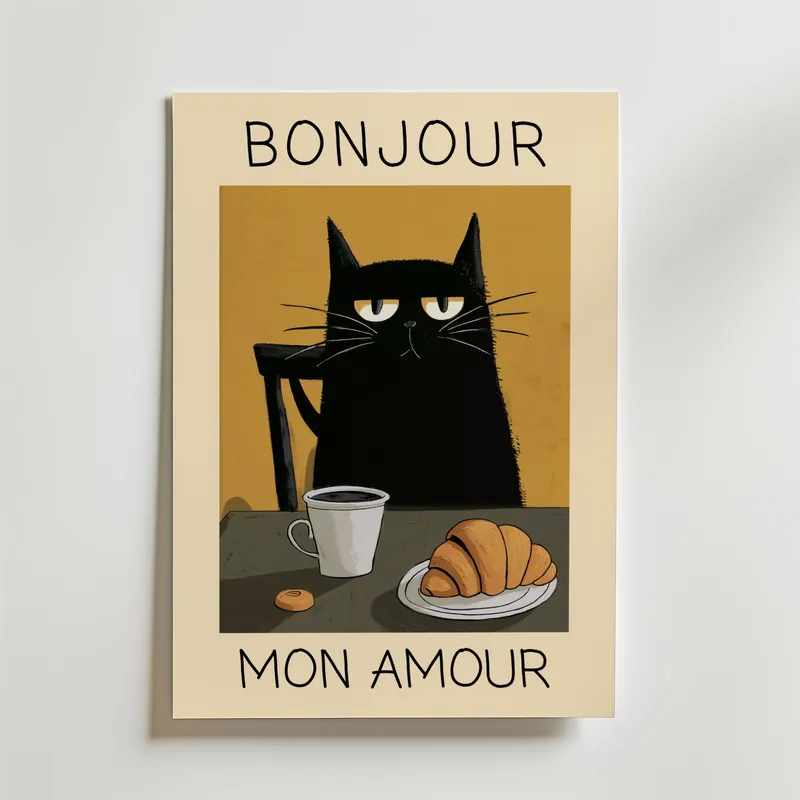 Parisian Cat Breakfast Poster Endast idag