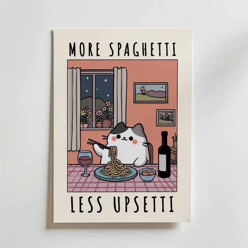 Köp nu Spaghetti Comfort Cat Poster