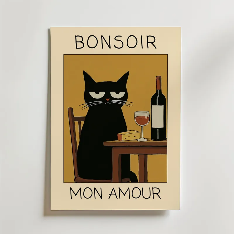 Autentisk Midnight Wine Cat Poster