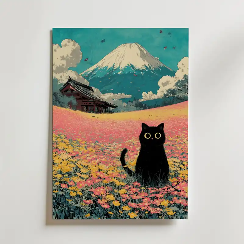 Whispering Fields Cat Poster Premium